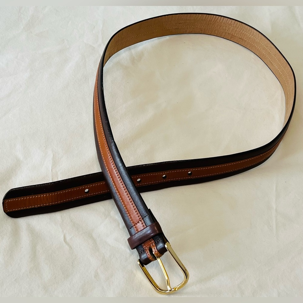 L’Aiglon cowhide two tone belt. RARE. 32 x 1-1/8. Good to very good condition.